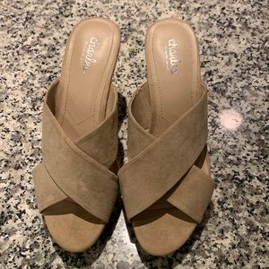 Charles David tan wedges, size 8